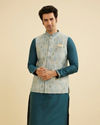 Delicate Blue Shankh Patterned Jacket